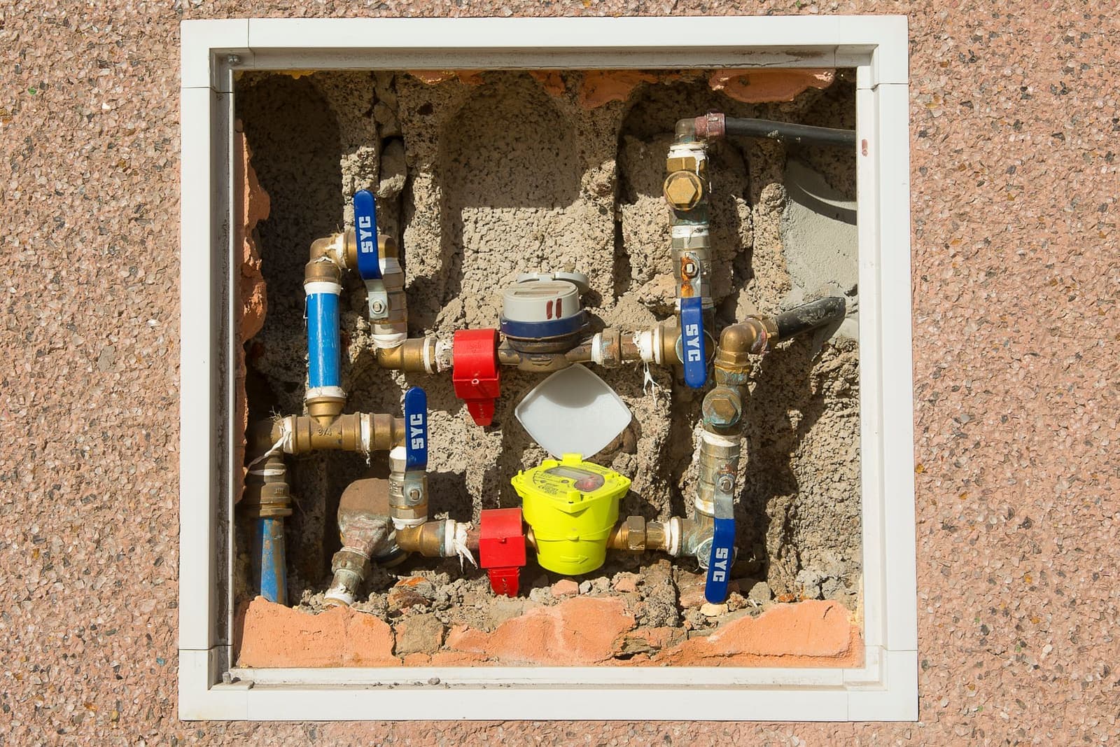 Llaves de paso y contador de agua en una vivienda